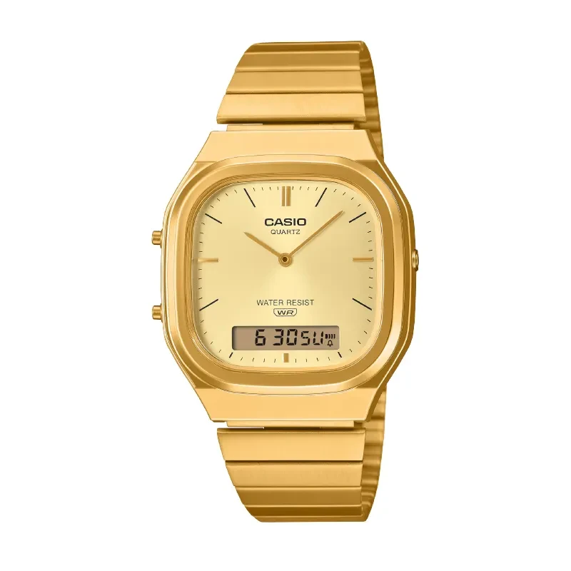 Casio Vintage Gold-tone Duel Time Men's Watch- AQ-240EG-9A